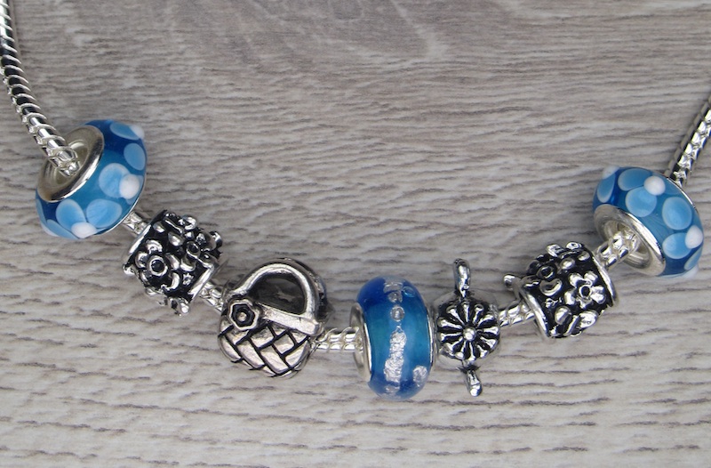 bracciale tipo pandora azzurro